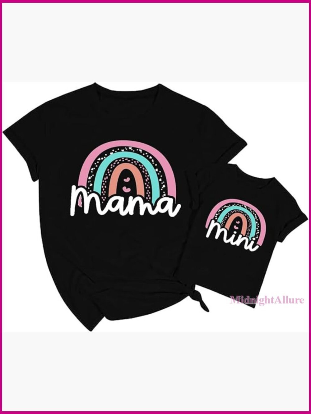Mommy and Me Matching Rainbow Graphic Tees Short Sleeve T-Shirt